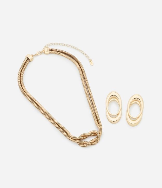Conjunto de Collar Doble con Nudo y Caravana Ovalada Cutout 2