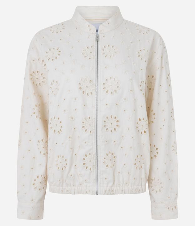 Campera Bomber en Sarga con Laise Floral 5