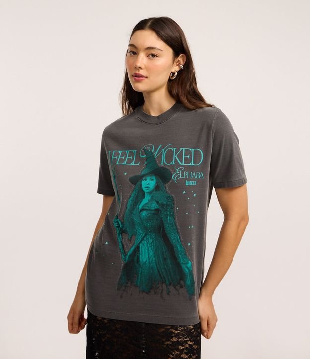 Remera T-Shirt en Algodón con Estampa Wiked Desteñida