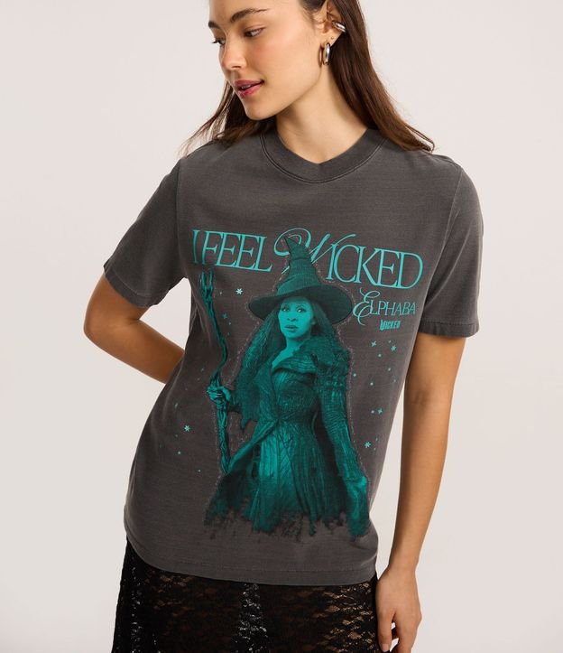 Remera T-Shirt en Algodón con Estampa Wiked Desteñida 3