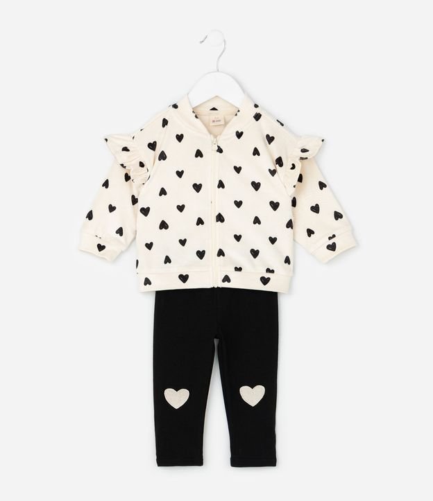 Conjunto Infantil Campera y Legging con Corazones – Talle 0 a 18 Meses