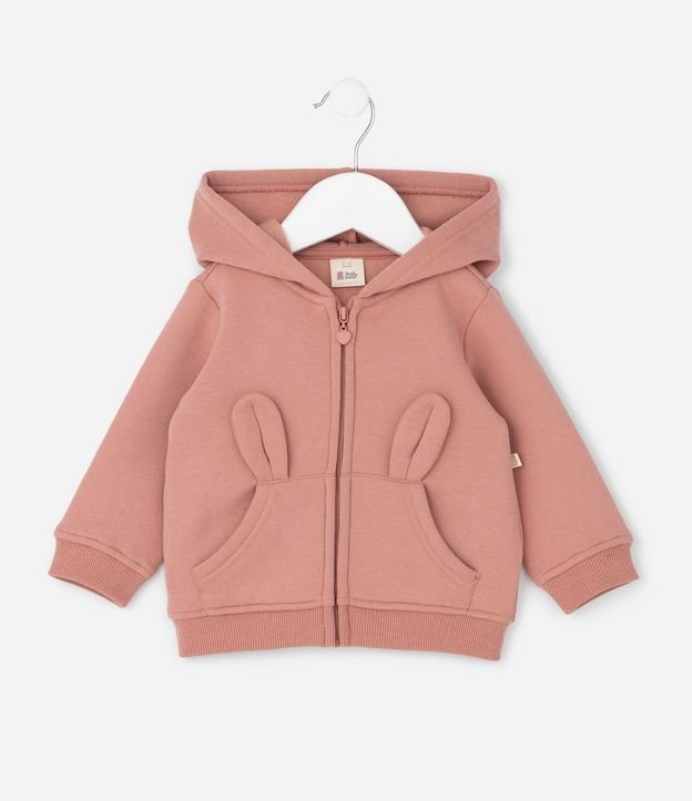 Campera Infantil con Capucha y Orelhas Aplicadas – Talle 0 a 18 Meses