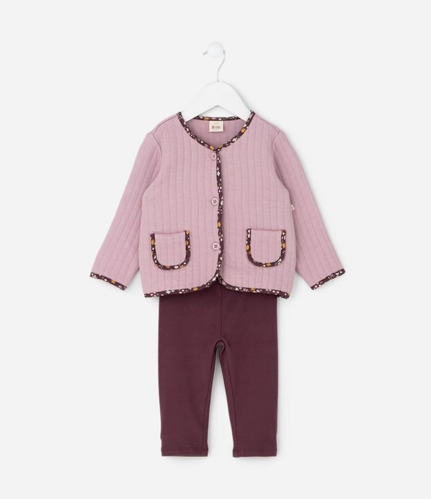 Conjunto Infantil Capitoneada con Campera Biés Floral y Pantalón – Talle 0 a 18 Meses 2