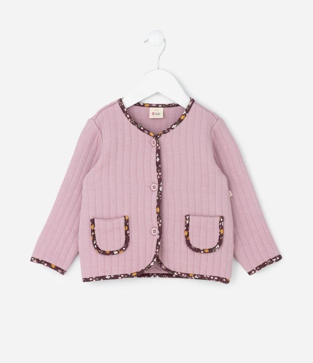 Conjunto Infantil Capitoneada con Campera Biés Floral y Pantalón – Talle 0 a 18 Meses 3