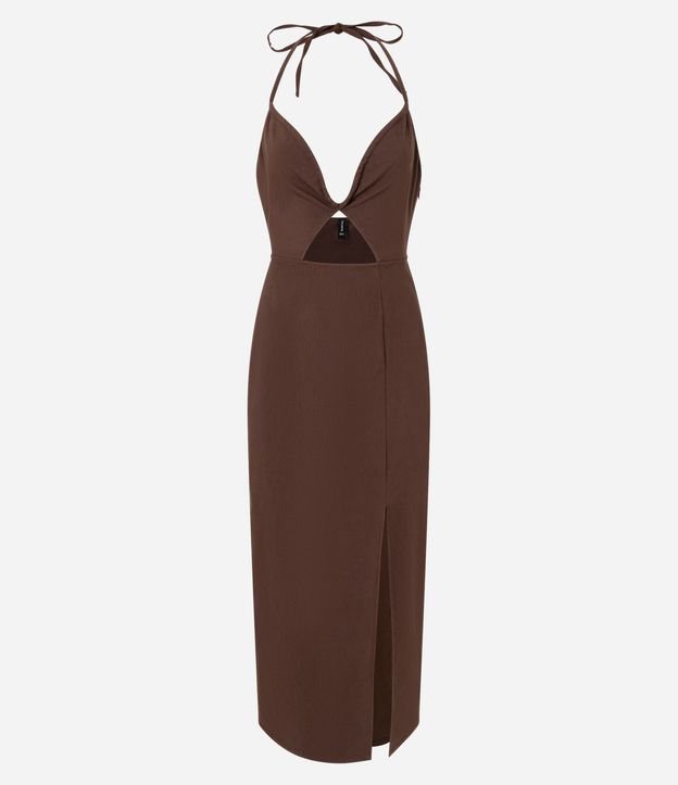 Vestido Midi con Escote V y Busto Fruncido 4