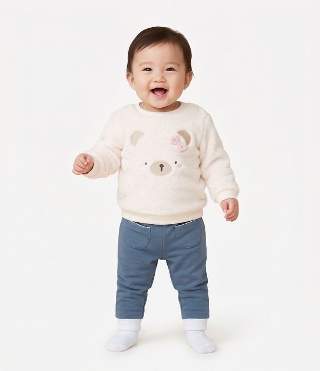 Saco Infantil Fleece con Oso Bordado – Talle 0 a 18 Meses 2