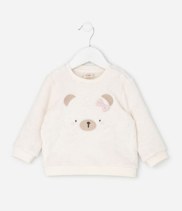 Saco Infantil Fleece con Oso Bordado – Talle 0 a 18 Meses 1