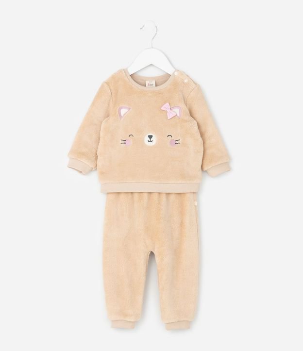 Conjunto Infantil en Fleece con Bordado de Animalito - Talle 0 a 18 Meses