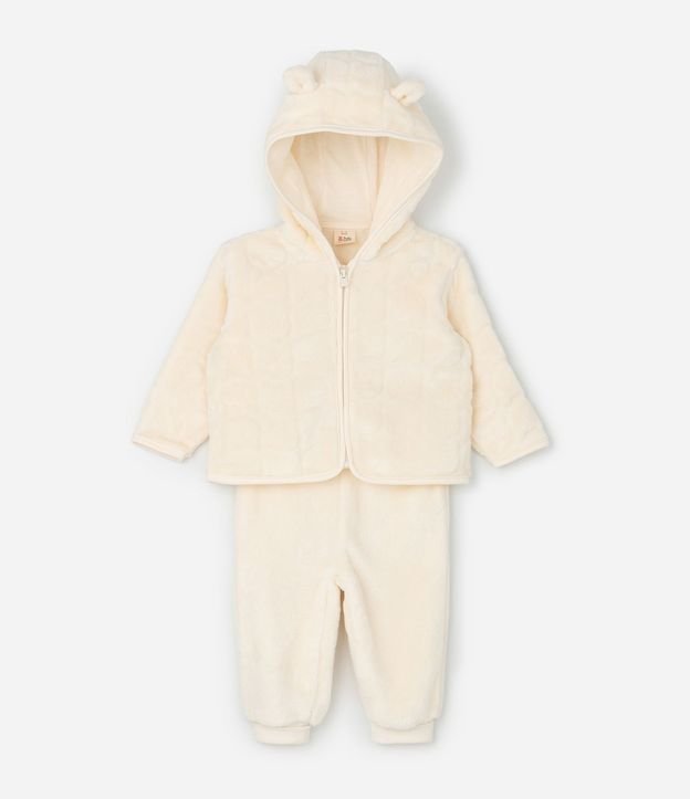 Conjunto Infantil Texturizado con Capucha y Pantalón – Talle RN a 18 Meses 2