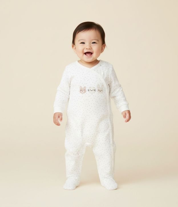 Mono Infantil en Suedine de Lunares y Bordado – Talle RN a 18 Meses