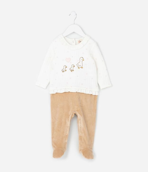 Mono Infantil Capitoneada con Patitos Bordados – Talle 0 a 18 Meses 2