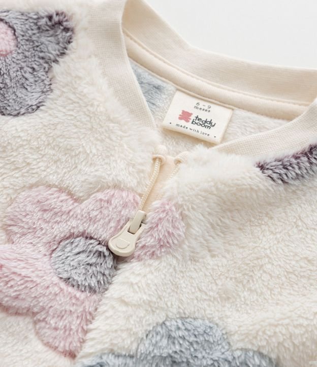 Mono Infantil en Fleece con Estampa de Flores - Talle RN a 18 Meses 8