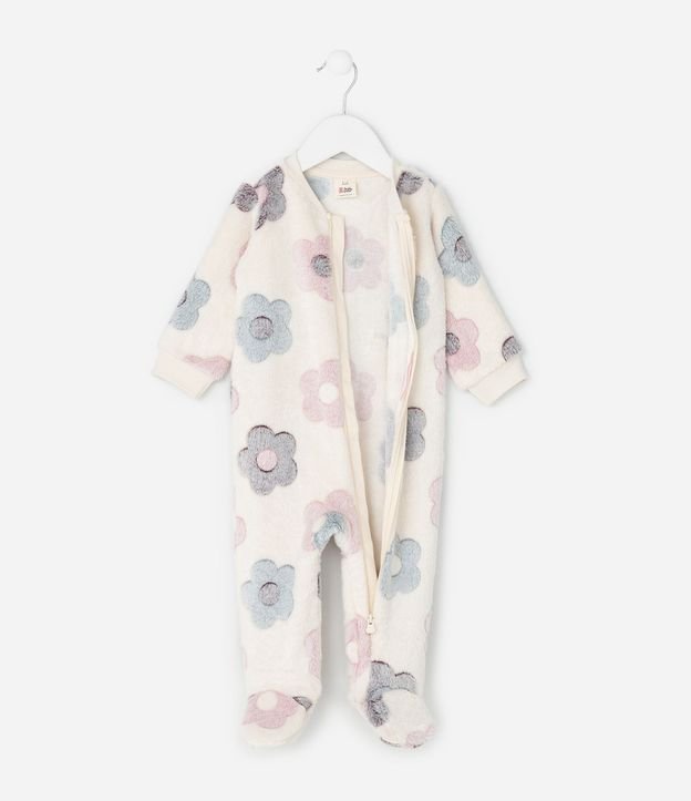 Mono Infantil en Fleece con Estampa de Flores - Talle RN a 18 Meses 2