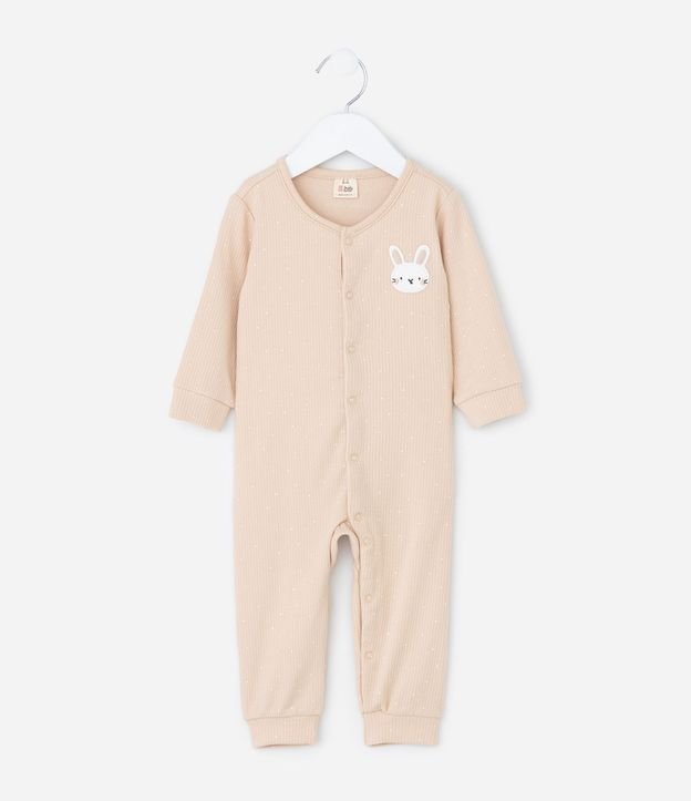 Mono Infantil Canelado con Bordado Conejito – Talle RN a 18 Meses