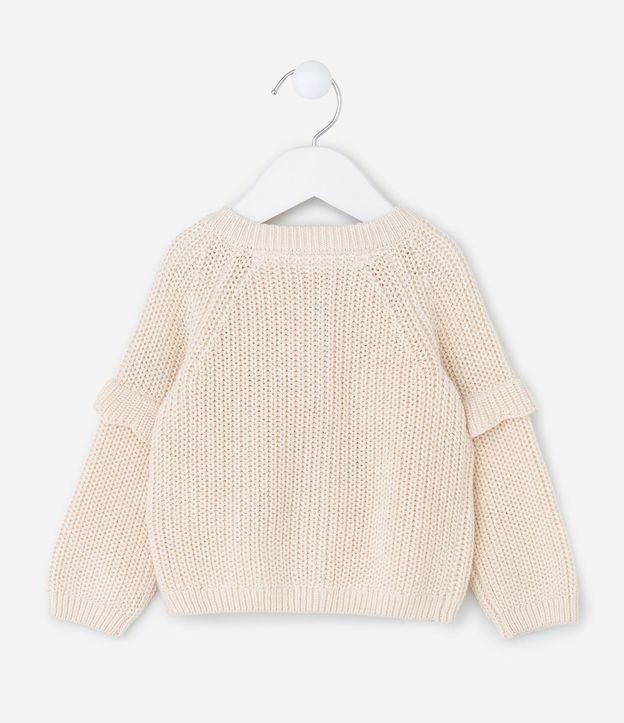 Cardigan Infantil en Efecto Punto con Bordado Floral – Talle 0 a 18 Meses 3