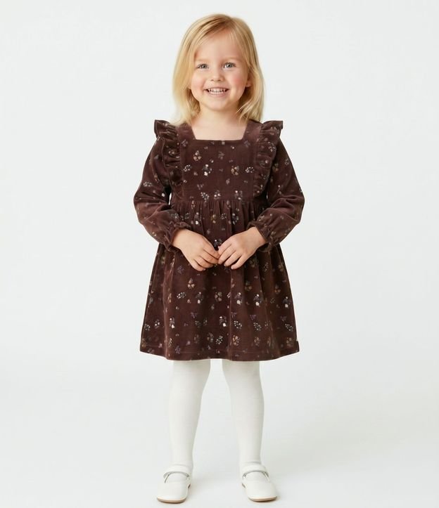 Vestido Infantil Floral con Volados y Media Can Can – Talle 1 a 5/6 años 1