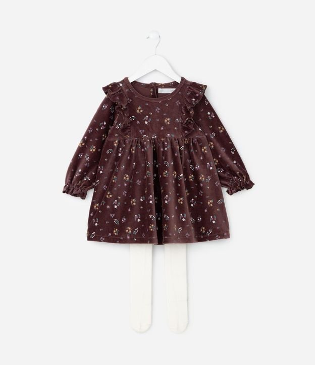 Vestido Infantil Floral con Volados y Media Can Can – Talle 1 a 5/6 años 2
