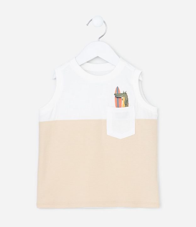 Musculosa Infantil con Bolsillo de Caimán Texturizada - Talle 1 a 6 años 1