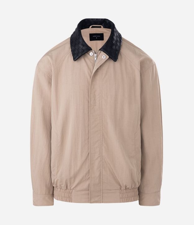 Campera Oversized en Sarga con Cuello en PU Tressê 5