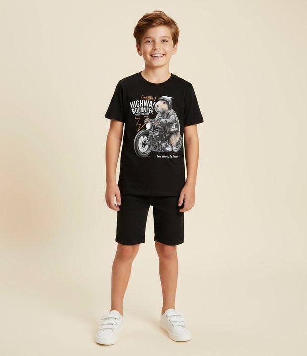 Remera Infantil con Estampa Carpincho Motorizada -  Talle 5 a 14 años