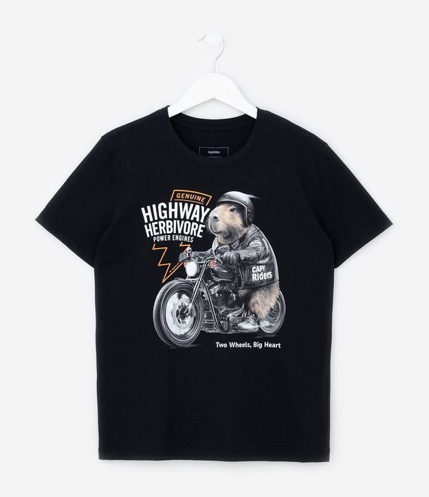 Remera Infantil con Estampa Carpincho Motorizada -  Talle 5 a 14 años 2