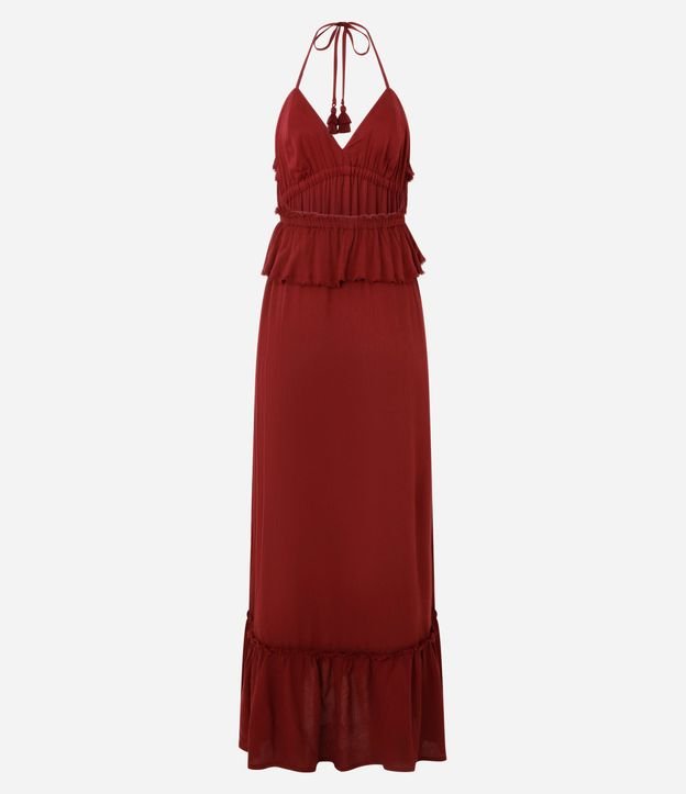 Vestido Largo con Volados y Escote en V en Viscosa 7
