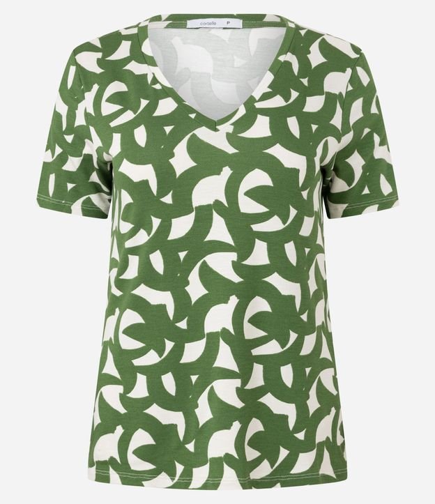 Blusa en Viscolycra con Escote V y Estampa Abstracta 5