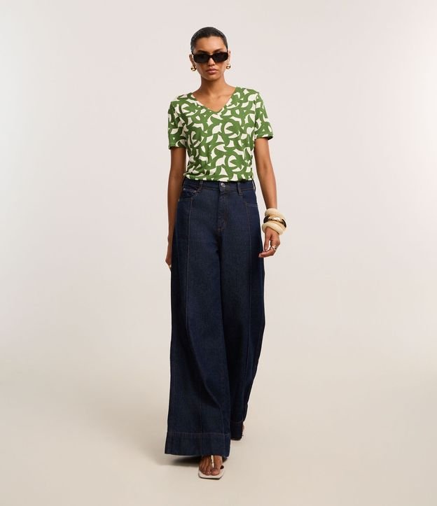 Blusa en Viscolycra con Escote V y Estampa Abstracta 2