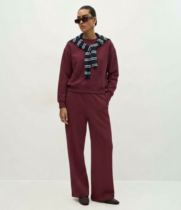 Pantalón Wide Legg en Algodón con Friso