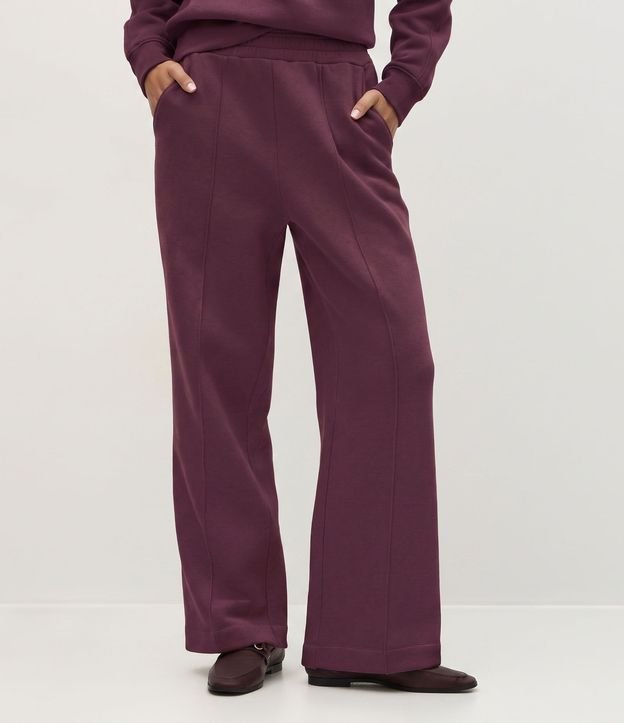 Pantalón Wide Legg en Algodón con Friso
