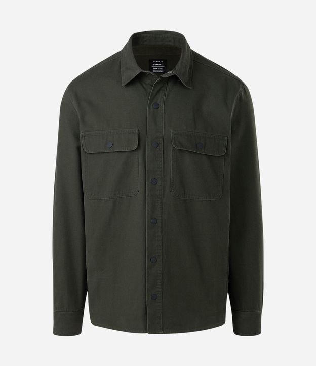 Camisa en Sarga con Botones y Bolsillos 6