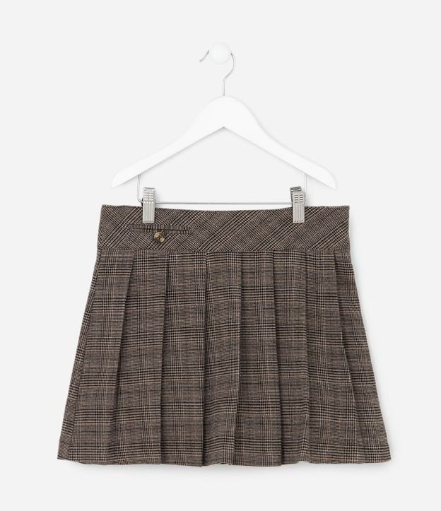Pollera Infantil Sastre de Cuadros Plissada con Botón Lateral – Talle 5 a 14 años 2