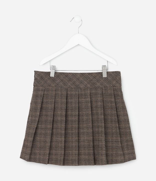 Pollera Infantil Sastre de Cuadros Plissada con Botón Lateral – Talle 5 a 14 años 3
