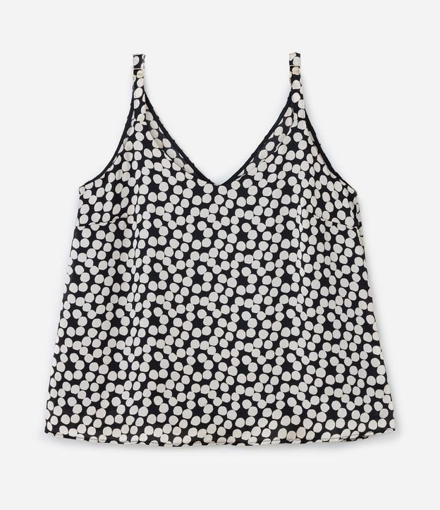 Musculosa en Crepé Satinado de Lunares con Bretel Ancho Curve & Plus Size