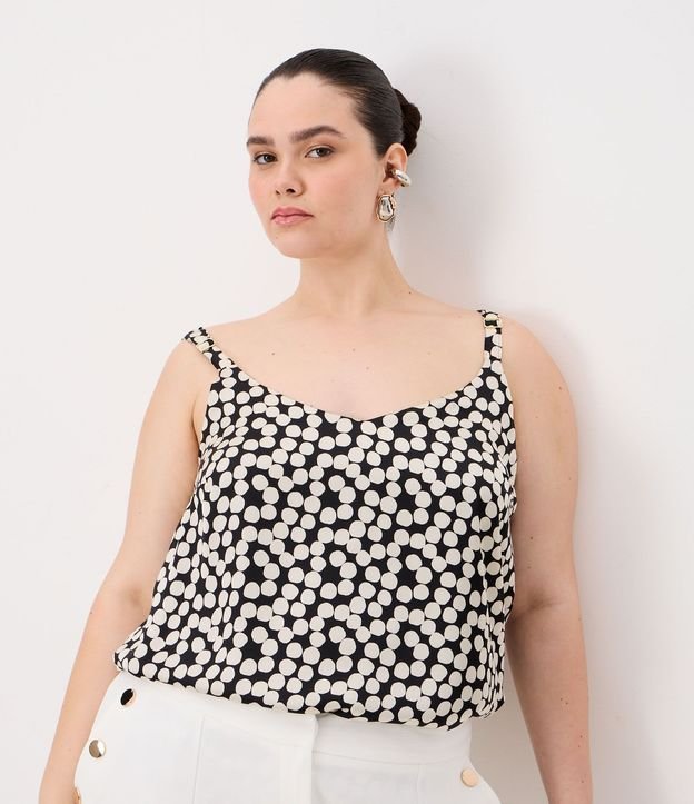 Musculosa en Crepé Satinado de Lunares con Bretel Ancho Curve & Plus Size 2