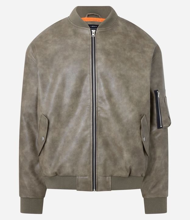 Campera Bomber en PU con Cremallera y Bolsillos 7