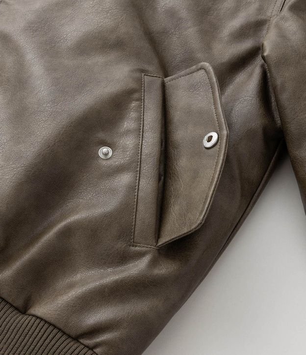 Campera Bomber en PU con Cremallera y Bolsillos 13