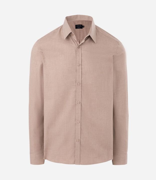 Camisa en Algodón con Botones Delanteros y Efecto Melange 4