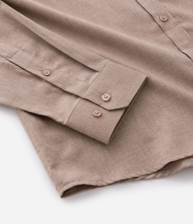 Camisa en Algodón con Botones Delanteros y Efecto Melange 8