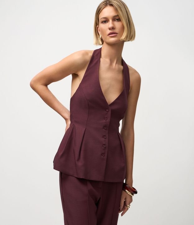 Blusa Frente Única en Crepé con Pliegues Delanteros