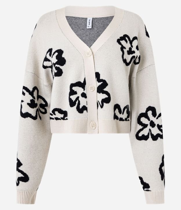 Cardigan en Jacquard con Botones y Flores 4