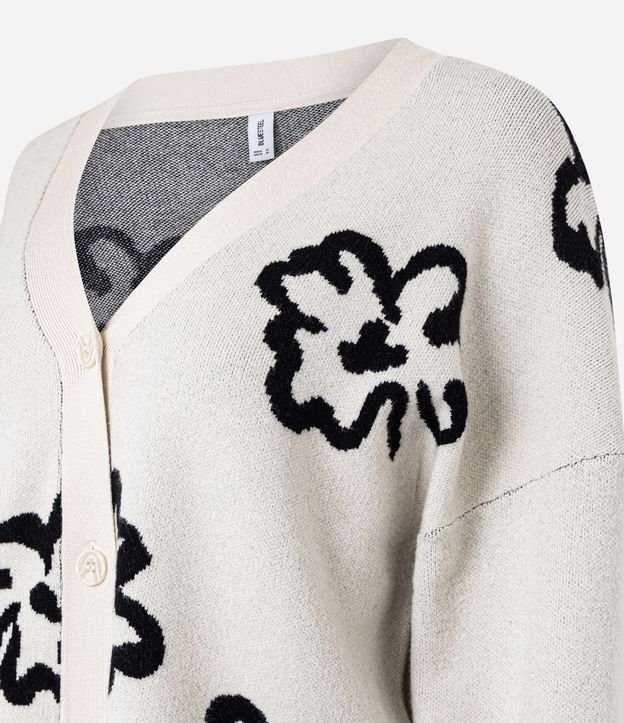 Cardigan en Jacquard con Botones y Flores 5