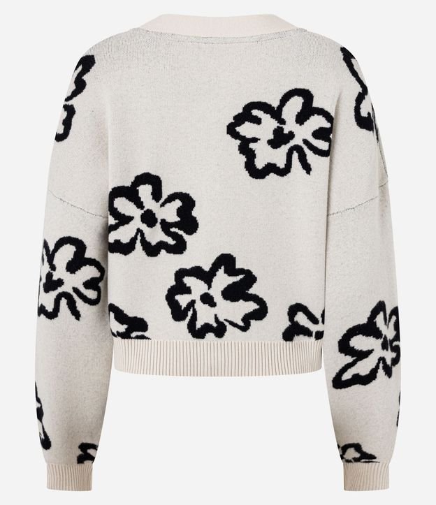 Cardigan en Jacquard con Botones y Flores 6