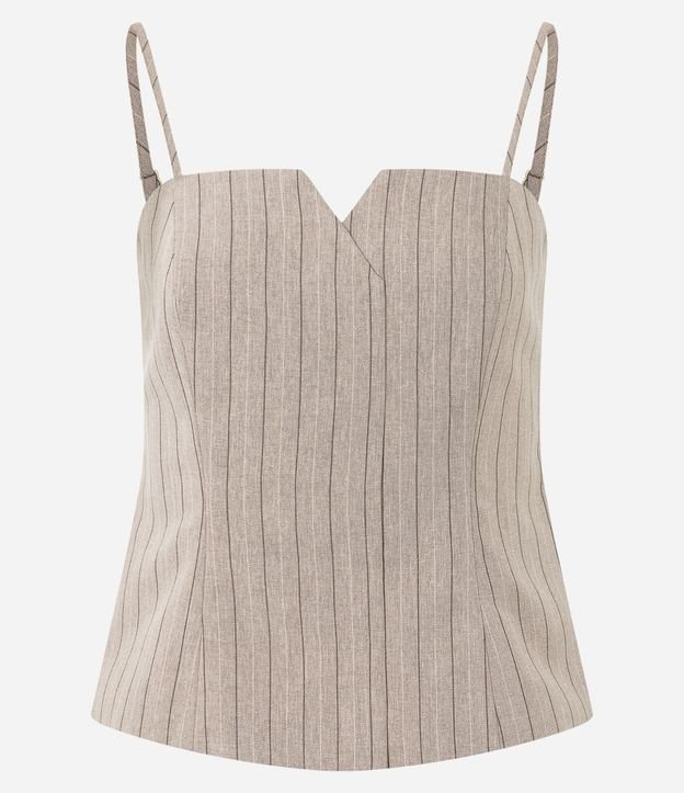 Blusa con Bretel Fino en Sastrería y Estampa Rayada 4