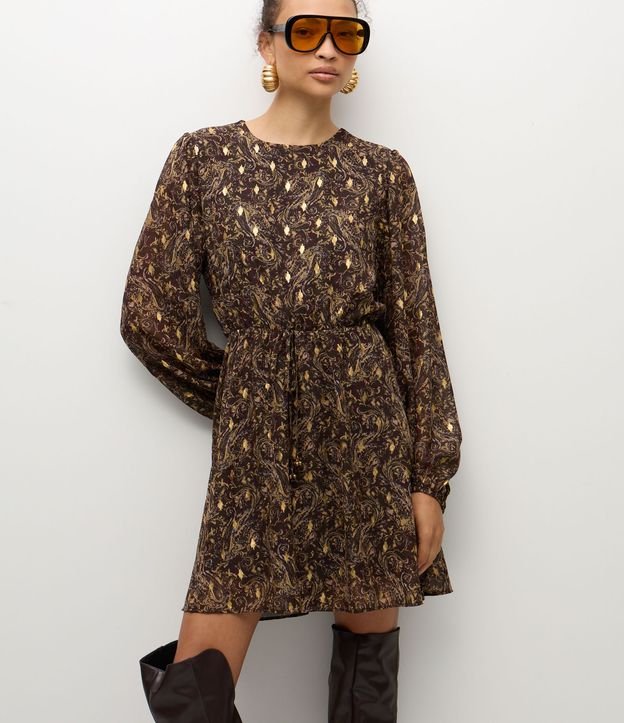 Vestido Corto Femenino en Chiffon con Mangas Largas 4
