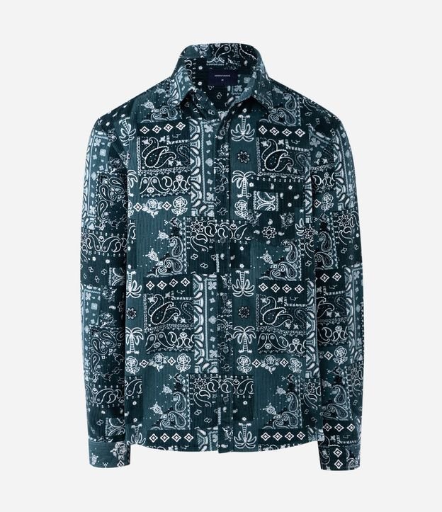 Camisa en Terciopelo con Botones y Estampa Paisley 6