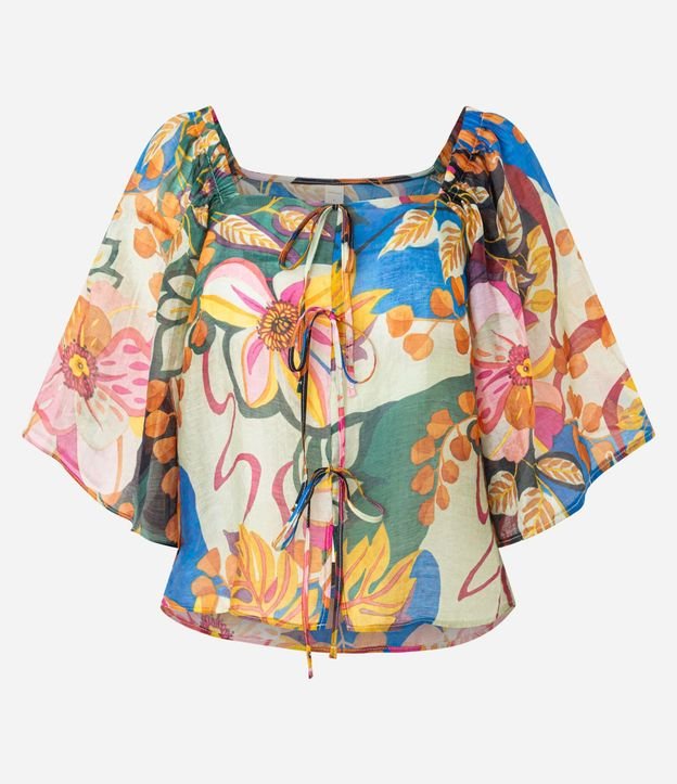 Blusa en Chiffon con Manga Godê y Estampa Floral 6
