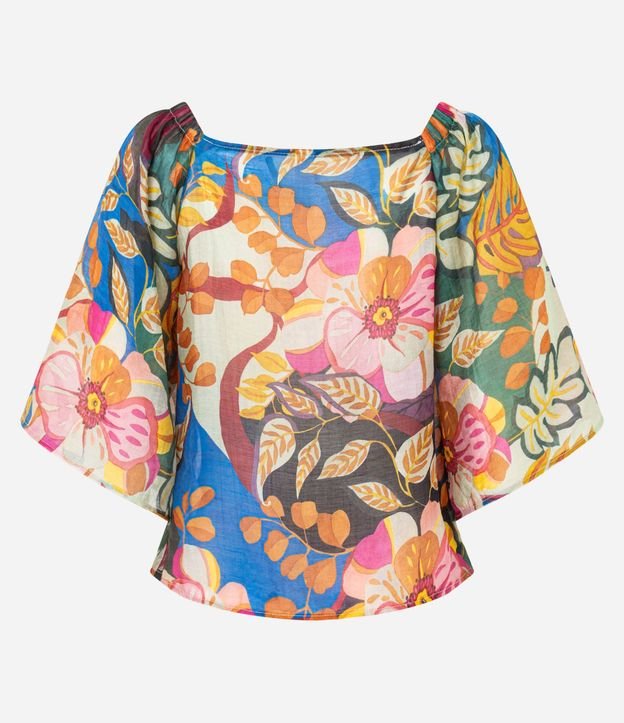 Blusa en Chiffon con Manga Godê y Estampa Floral 8
