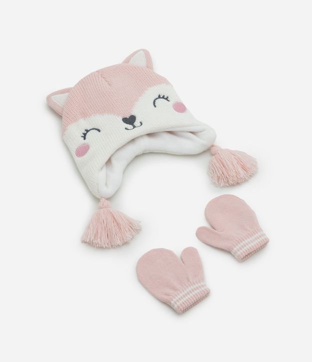 Conjunto Gorro con Guantes con Carita Bordada – Talle U