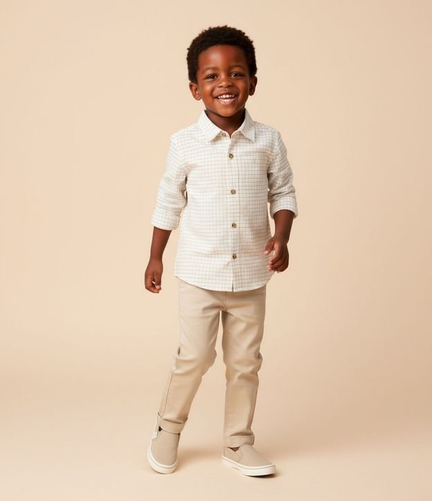 Camisa Infantil en Franela de Cuadros con Bolsillos – Talle 1 a 6 años